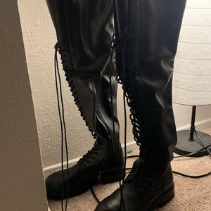 ann demeulemeester knee boots